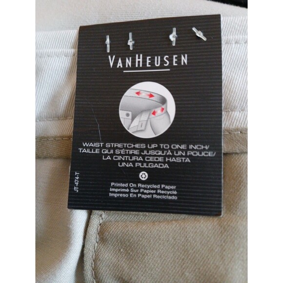 NWT MENS VanHusen W42/L29 Classic Fit-Wrinkle Free-Dress Pants "Stone" Light Tan - Picture 13 of 16